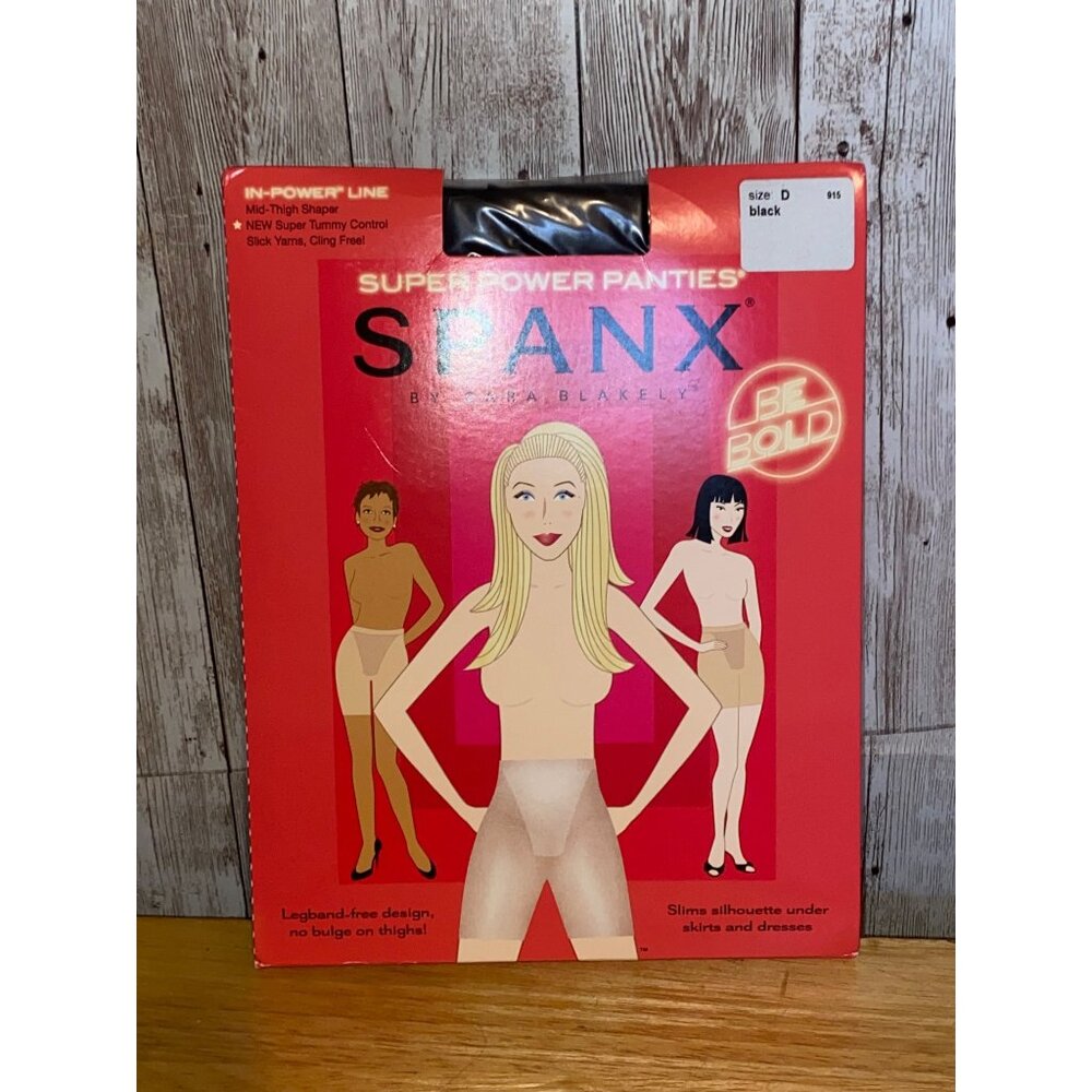 Spanx by Sarah Blakely Super Power Panties Mid-Thigh Shaper Size D Black A220502